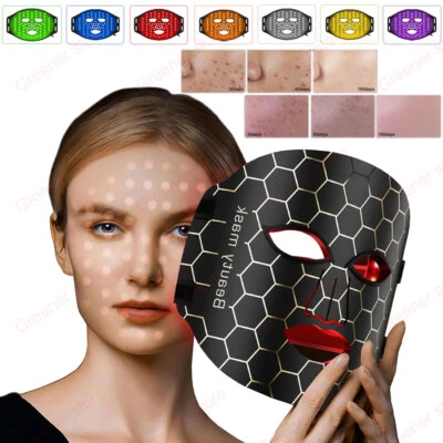 Red Light Therapy For Face 7 Colors Led Face Mask Facial Skin Care Home Travel - Image 1 of 4