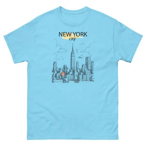 NYC Skyline Vintage Sketch Graphic Tee | Artistic Unisex T-Shirt Souvenir Gift - Picture 1 of 13