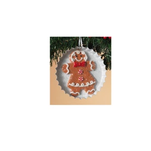 CLAY DOUGH HOLIDAY GINGERBREAD GIRL ON METAL COOKIE TRAY CHRISTMAS ORNAMENT - Picture 1 of 1