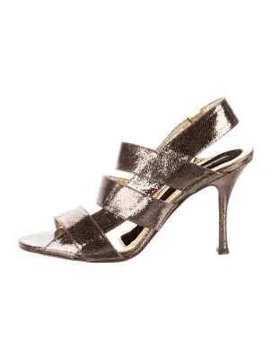 Sandalias DOLCE & GABBANA Marrón Metálico Estampado Cuero Talla 9 39 Muy Buenas Foto 1 de 4