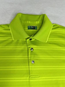 Ben Hogan Mens Performance Golf Collection Medium Neon Green Striped SS - Picture 1 of 7