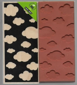 HERO ARTS rubber stamp VERTICAL CLOUDS wood mounted  - Picture 1 of 1