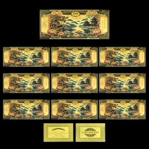Year of Dragon Gold Banknotes 10pcs 100 Million Dollars Chinese Collect Gifts - Picture 1 of 7