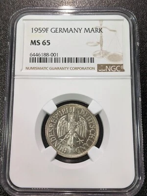 1959 F MS65 Germany 1 Mark UNC NGC KM 110 Federal Republic 1 Graded Higher - Image 1 of 2