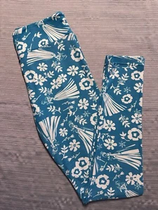 Lularue Disney Floral Leggings One Size Turquoise  - Picture 1 of 4