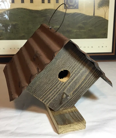 NEW Rustic Vintage Style Wooden Birdhouse With Metal Roof, Made In Lancaster PA Cover