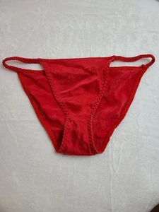 VTG Christian Dior 100% Silk String Bikini Panty Size Sm Red - Picture 1 of 7