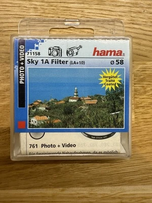 Hama 71158 Sky 1A Filter (LA+10) for Camera Or Video Lenses 58mm Threaded Boxed - Image 1 of 4