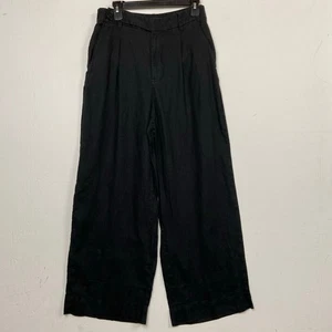 Pantalón Madewell The Harlow Negro 100% Lino Pierna Ancha Talla 8 - Imagen 1 de 16