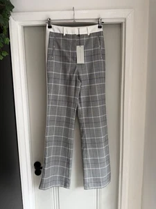 Mint Velvet Check Flared Trousers, Grey/Multi UK 8 - Picture 1 of 11