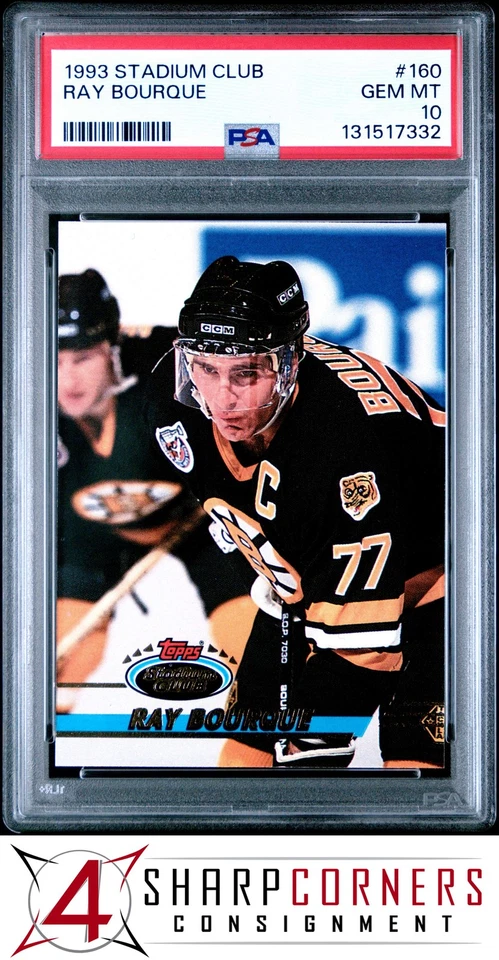 1993 STADIUM CLUB #160 RAY BOURQUE BRUINS HOF POP 6 PSA 10 - Image 1 of 2