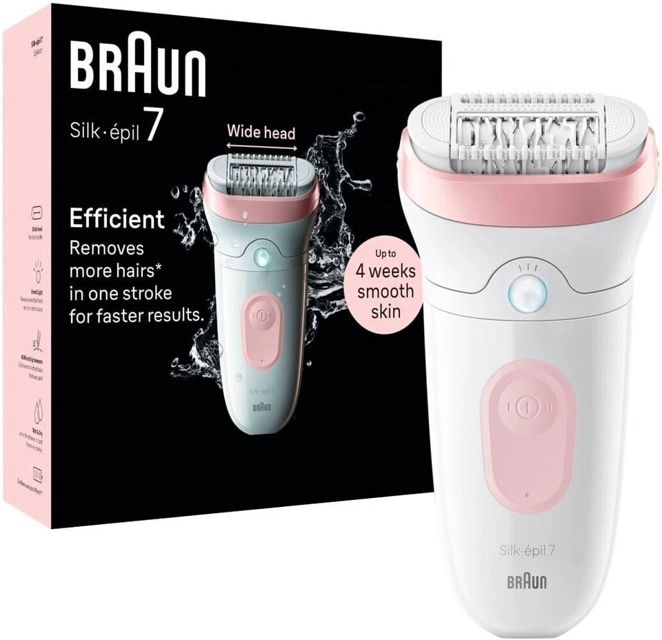 BRAUN Silk-epil 7 7-000 Epilierer Massageaufsatz Wet & Dry rosa/weiß B-Ware - Bild 1 von 1