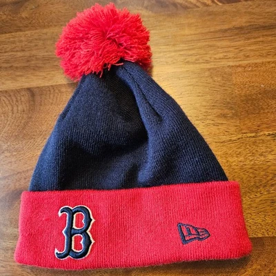 Boston Red Sox Baseball MLB New Era MLB Genuine Blue/Red Beanie Knit Hat W Pom - Image 1 of 4