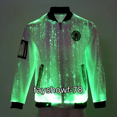 Abrigo de fibra óptica colorido estilo coreano luminoso soporte cuello chaqueta Halloween Foto 1 de 4