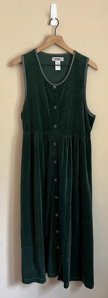 Dress Overall Jumper Vintage 80s 90s Velour Holiday Womens Size Medium PM - Image 1 of 4