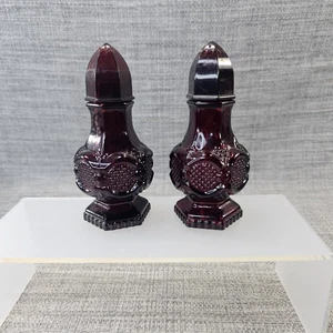 Set of Vintage Avon 1876 Ruby Red Cape Cod 4-3/8" Salt & Pepper Shakers - Picture 1 of 6