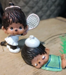 Vintage 1979 Sekiguchi Monchhichi Monchichi Sleeping Tennis 2 Figures - Picture 1 of 4