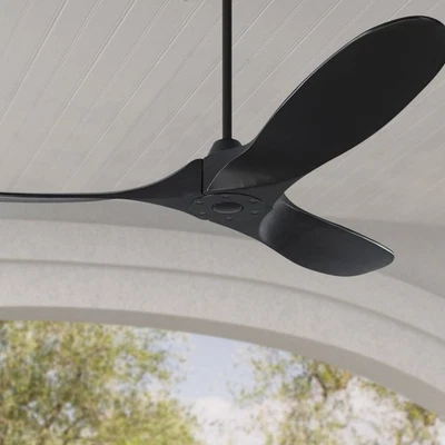 52" Visual Comfort Maverick II Black Damp DC Fan with Remote - Image 1 of 3
