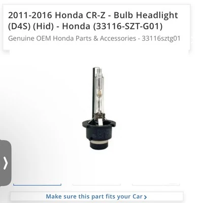 Honda CR-Z 2011-2016 - Bombilla faro (D4S) (oculto) - Honda (33116-SZT-G01) Foto 1 de 4