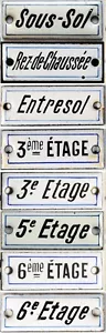 Old French enamel plaque lift sign under ground mezzanine 3rd 5th 6th floor - Picture 1 of 9