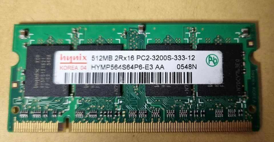 Hynix HYMP564S64P6-E3 AA (512MB DDR2 PC2-3200S 400MHz SO DIMM 200-pin) Memory - Image 1 of 1