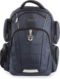 New Perry Ellis 9-Pocket Professional Laptop-P350 Business Backpack, Navy, One - Picture 1 of 8