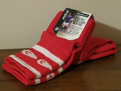 Mitre Youth Football Soccer Socks - Shoe Size 3-9 - Red - Made in USA - Image 1 of 3