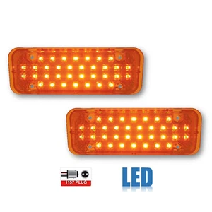 71-72 Chevy GMC C/K Truck Amber LED Park Parking Light Lamp Lens Pair 1971 1972 - Picture 1 of 3