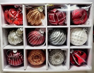 Winter Tidings 3.15"/80mm Christmas Tree Ornaments 12 Pcs Xmas Decorations New - Picture 1 of 10