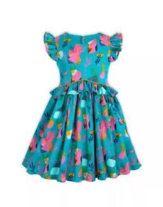 Vestido Princesa Ana Elsa Frozen DISNEY STORE Volantes Talla 7/8 Estampado Rosa Turquesa - Imagen 1 de 4