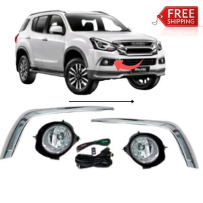 For Isuzu Mu-X Mux Suv Rf20 2017 2018 2019 Fog Lamp Spot Light Chrome Set Kit. - Image 1 of 4