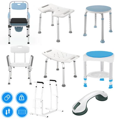 Duschhocker Duschsitz 360° Drehbar Badhocker Verstellbar Duschstuhl Duschgriff # - Bild 1 von 4