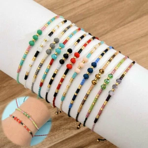 Bracelet Bead Silver Girls Foot Anklet Ankle Adjustable Jewellery Boho Cotton - Picture 1 of 22