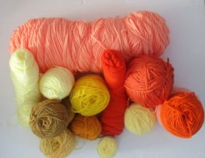 Assorted Yarns, Scrap Yarns, Lot yarns - Peach, Orange & Yellow - Picture 1 of 9
