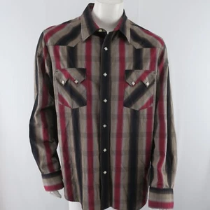 Lucky Brand Latzhose Pearl Snap Western Hemd Herren XL Baumwolle rot schwarz braun - Bild 1 von 9
