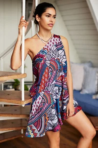 By Anthropologie L NWT Asymmetrical Mini Dress One Shoulder New Beach - Picture 1 of 8