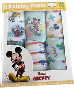Disney Junior Mickey Training Pants 6 Pair Boys Size 3T Potty Training Chart NEW - Picture 1 of 6