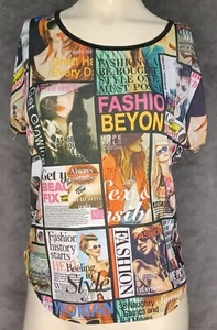 Love J. Womens Blouse Fashion Advertisement Print Multicolored Size Small B0576 - Picture 1 of 4