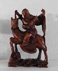 Antique Vintage Chinese Wood Handcarving Nobleman On Horse