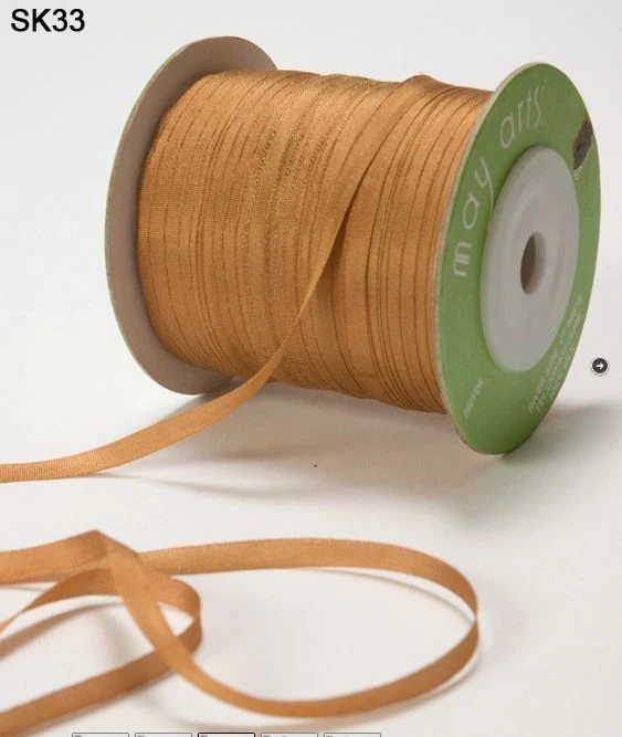 1/8 Inch Silk Ribbon - May Arts - SK33 - Antique Gold - 10 yards - Image 1 of 1
