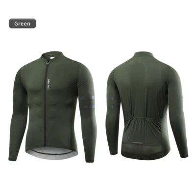 WOSAWE Mens Cycling Jersey Pants Outfit 4D Padded Trousers Long Sleeve Bike Set - Image 1 of 4