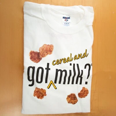 RARO De Colección Kellog's "¿Tienes Cereal y Leche?" Camiseta Promocional NUEVA STOCK ANTIGUO Foto 1 de 3