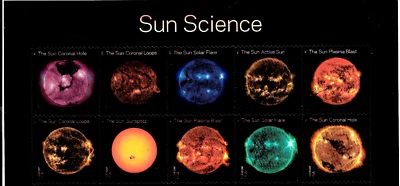 SUN SCIENCE US SCOTT 5598-5607 SOLAR PHASES OF ENERGY FOREVER STAMP HEADER BLOCK - Image 1 of 3