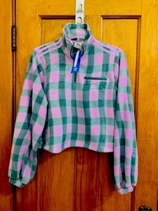 Adidas half zip plaid multicolor fleece sweatshirt HE4754 NWT size S $70.00 - Picture 1 of 7
