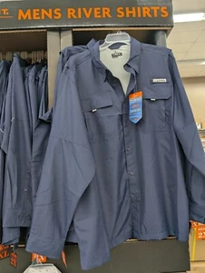 Camisa de río Habit para hombre pequeña manga larga ventilada chaquetón de pesca azul marino AM27 - Imagen 1 de 10