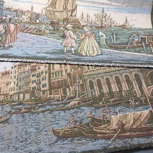 Lot of two Venetian Italian Woven Tapestries Gondolas Palazzo Ducale 11 X 9 " - Picture 1 of 22