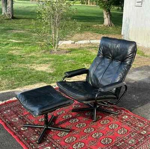 MCM Danish Leather Lounge Chair & Ottoman /KEBE IN DENMARK/SHIP RATES IN DESCRIP - Picture 1 of 8