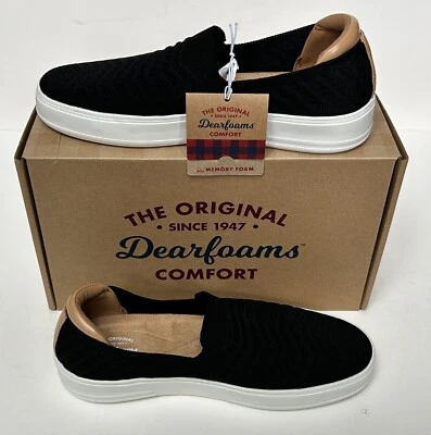 THE ORIGINAL Dearfoams COMFORT SOPHIE Black Slip-on Sneakers~Women's 10~NEW/NIB - Image 1 of 4