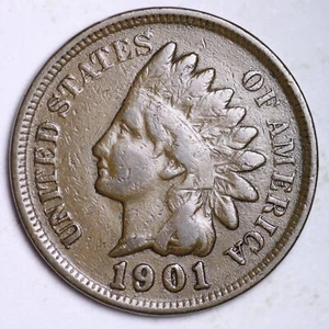 1901 INDIAN HEAD CENT G/VG FREE SHIPPING LOWEST PRICES ON THE BAY - Picture 1 of 2