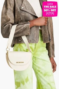RRP€270 LOVE MOSCHINO Saddle Bag Grainy PU Leather Logo Detachable Strap - Imagen 1 de 11